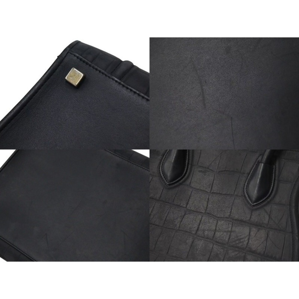 CELINE Luggage Phantom Square Handbag Crocodile Embossed Leather - Picture 5 of 8